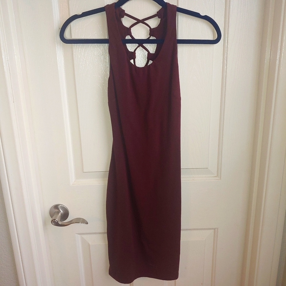 Mock lace-up bodycon midi